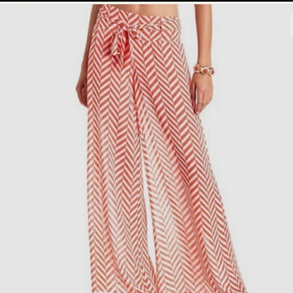 Orange and white chevron flowy pants